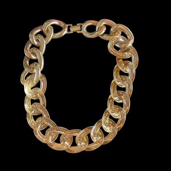 Vintage Napier Gold Tone Chunky Link Necklace 1979 USA Statement Chain 16" - Picture 3 of 7